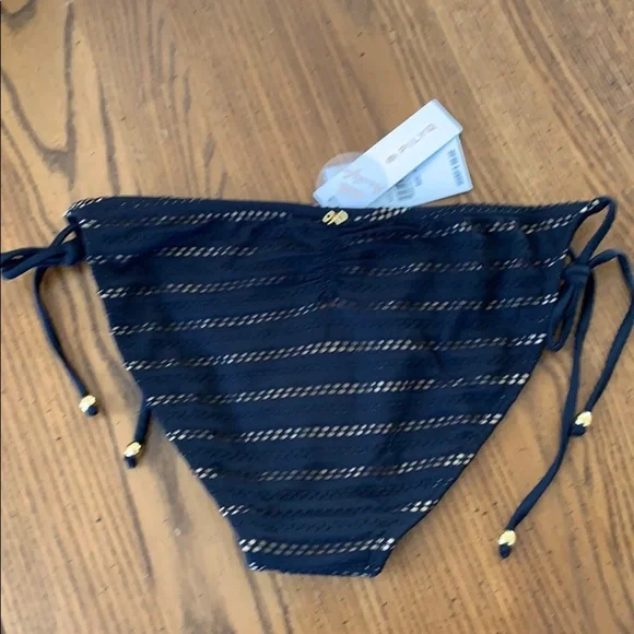 NWT PILYQ Jet Black Tie Side Full Bikini Bottoms M - Picture 4 of 5
